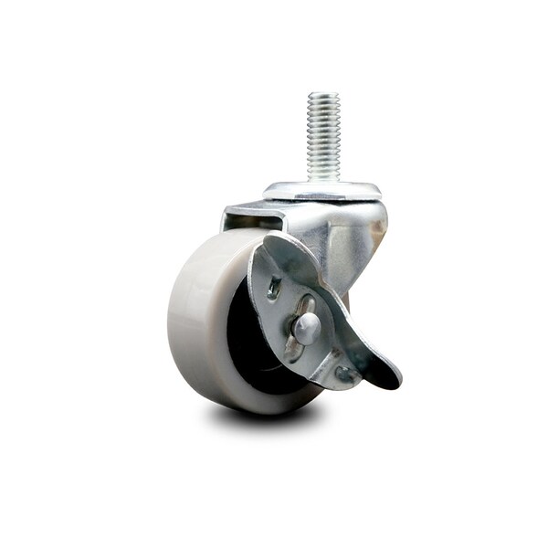 2 Inch Polyurethane Wheel 5/16 Inch Threaded Stem Caster with Brake SCC